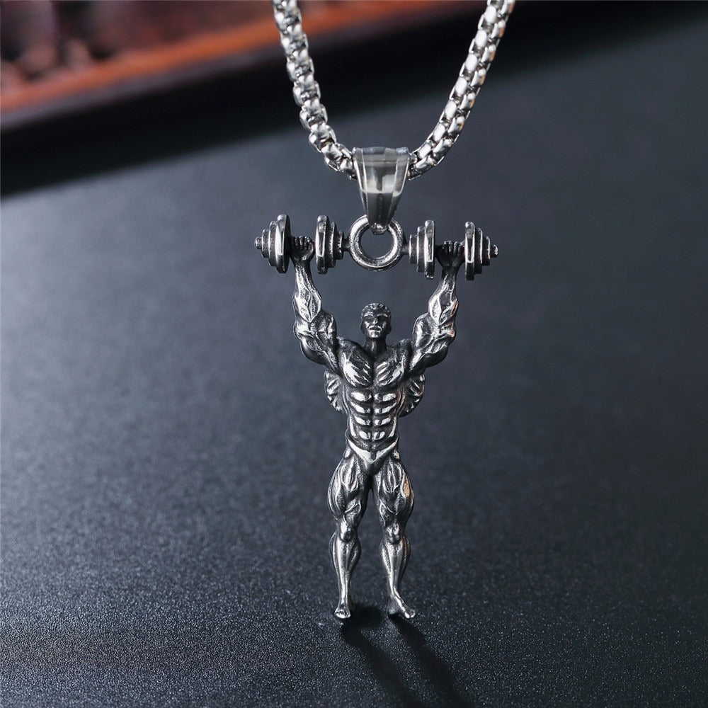 Kemstone Titanium Steel Weightlifter Necklace for Men P0348
