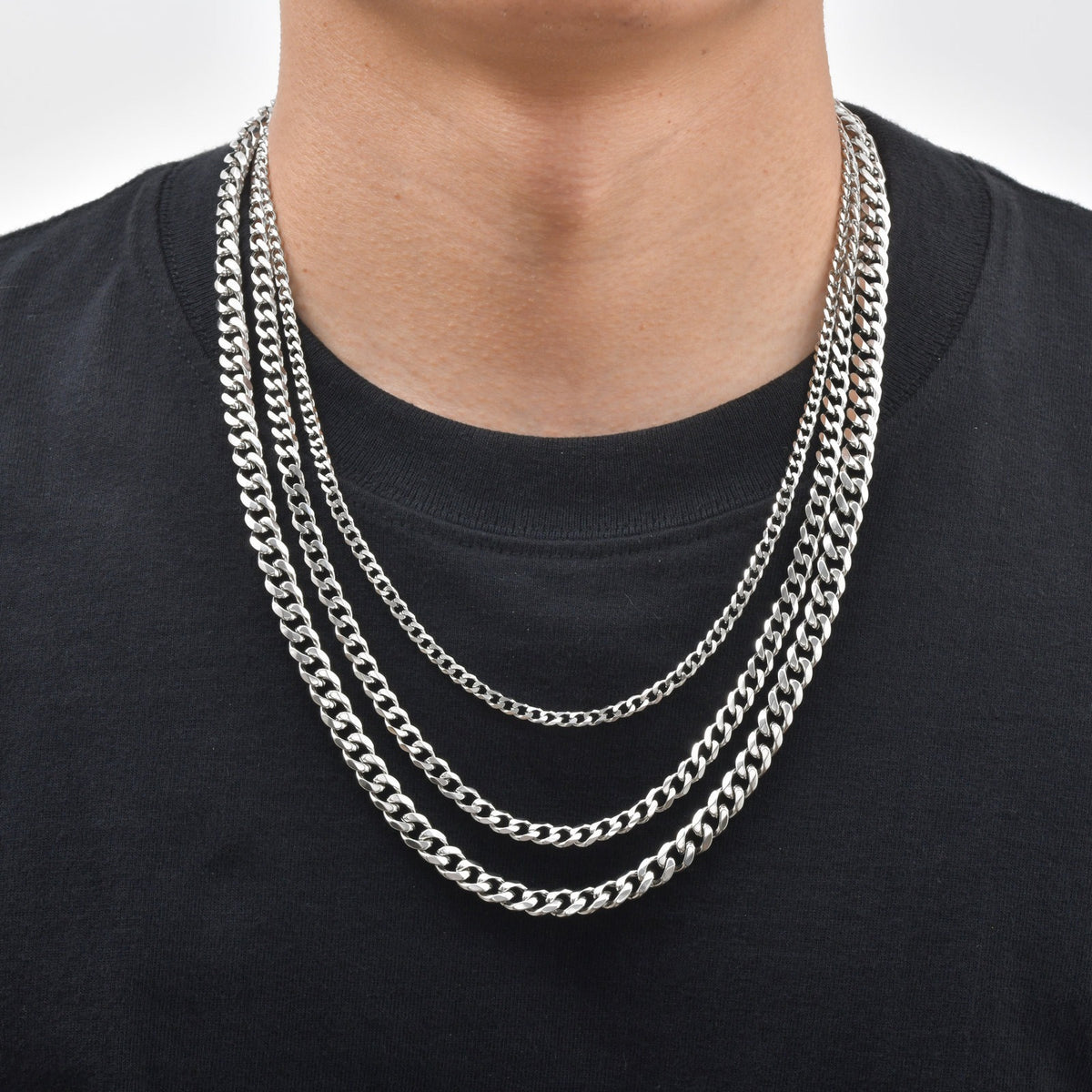 Kemstone Stainless Steel Faceted Curb Chain Necklace for Men NC-2607