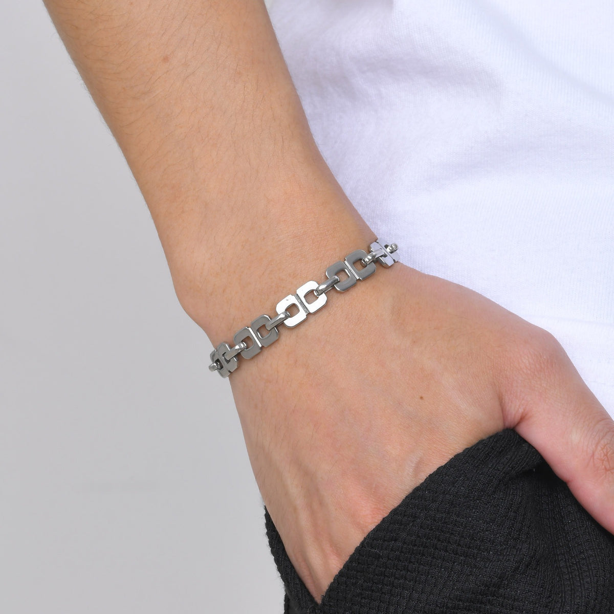 Kemstone Stainless Steel Figure 8 Link Bracelet for Men BR-1935