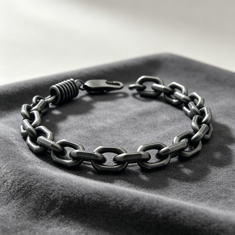 Kemstone Titanium Steel Coil Curb Chain Bracelet for Men KB146635-KLHQ