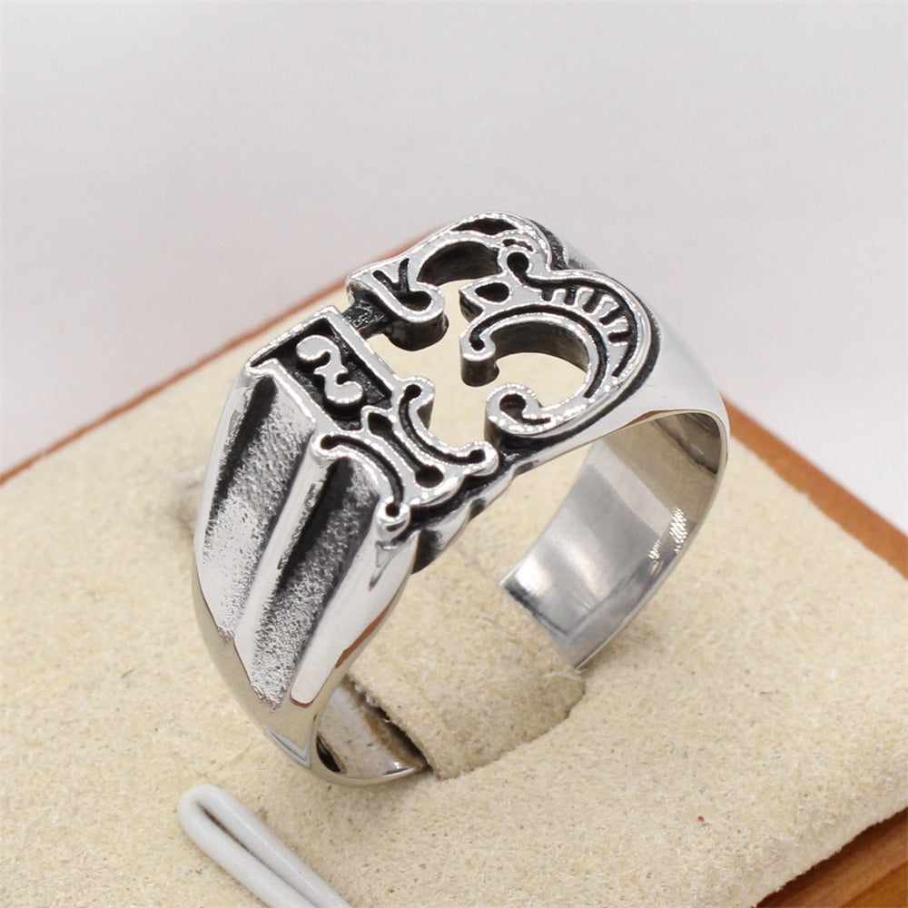Kemstone Number 13 Ring for Men Titanium Steel Gothic R1803