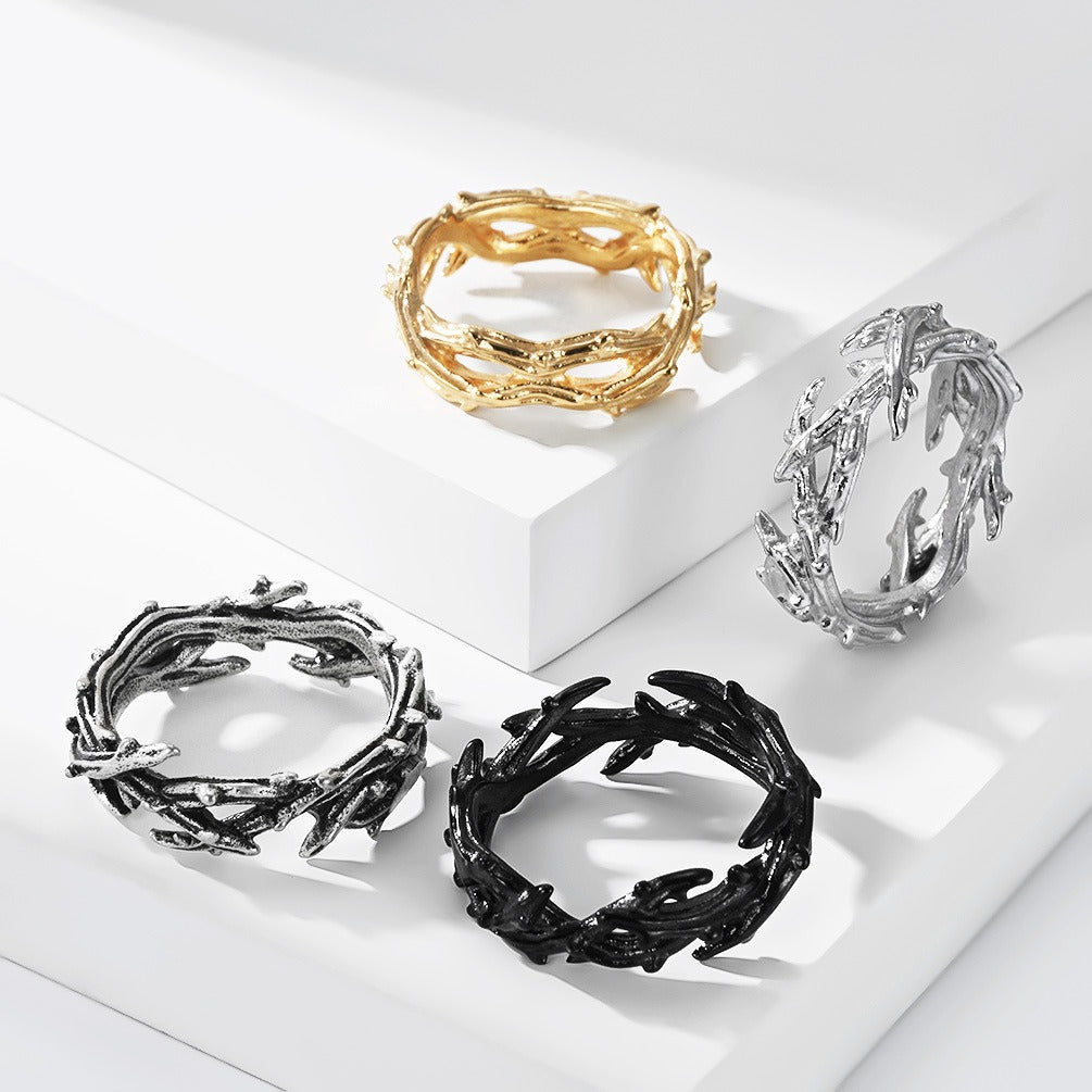 Kemstone Woven Thorn Ring for Men & Women Stainless Steel K-R1245