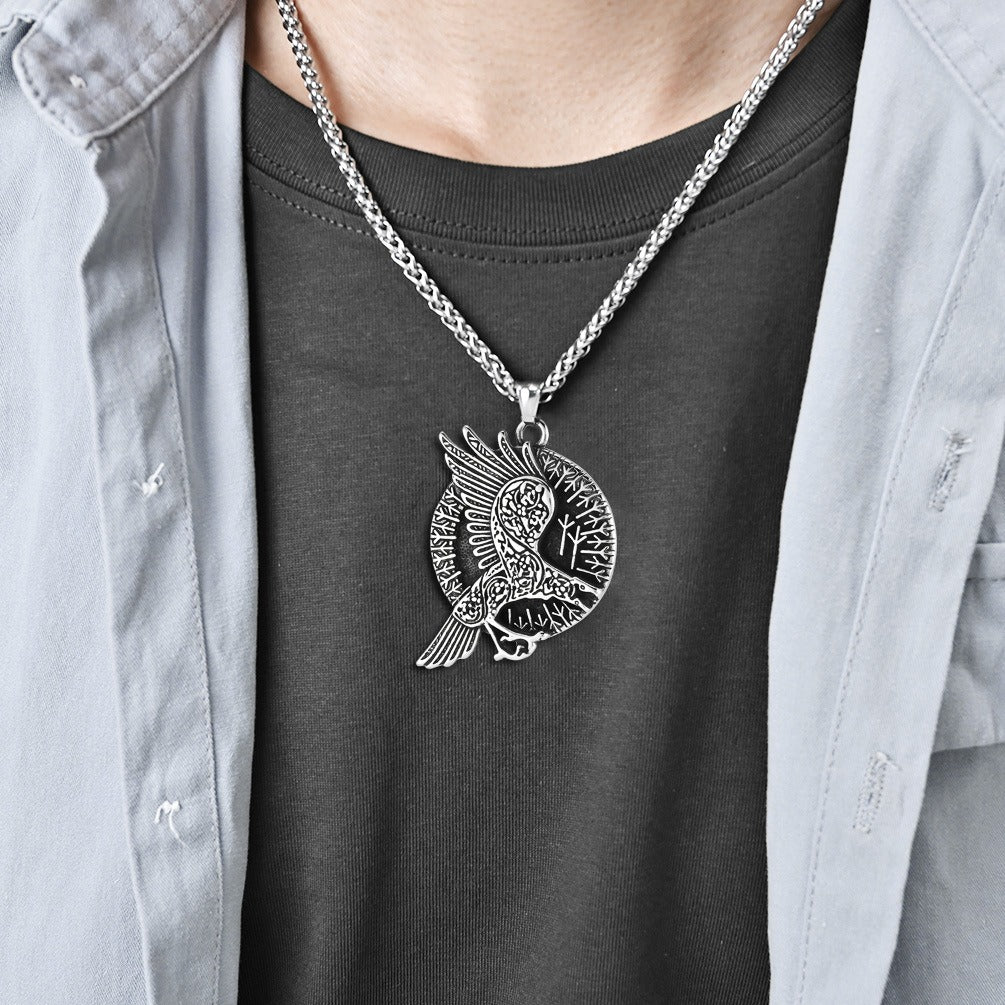 Kemstone Viking Raven Pendant Necklace for Men Stainless Steel K-PT528