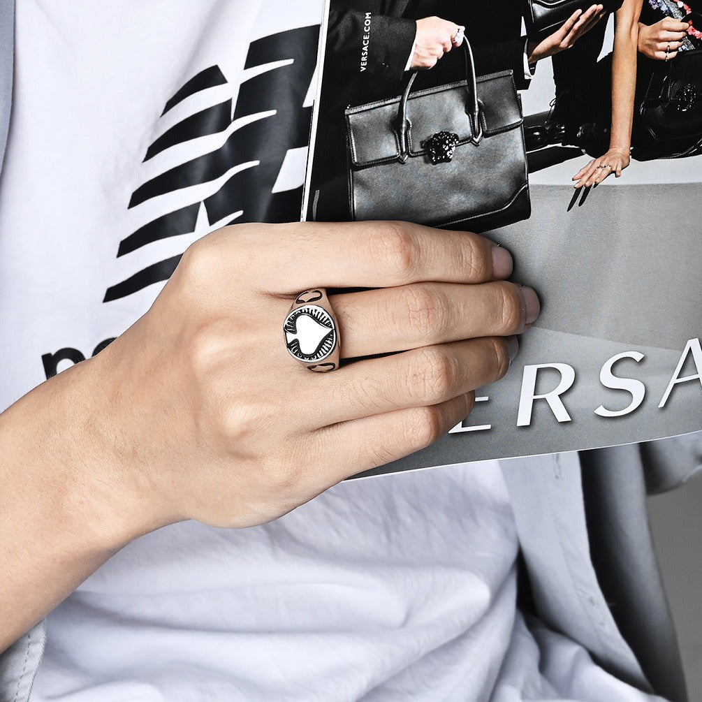 Kemstone Stainless Steel Spade Signet Ring for Men K-R789