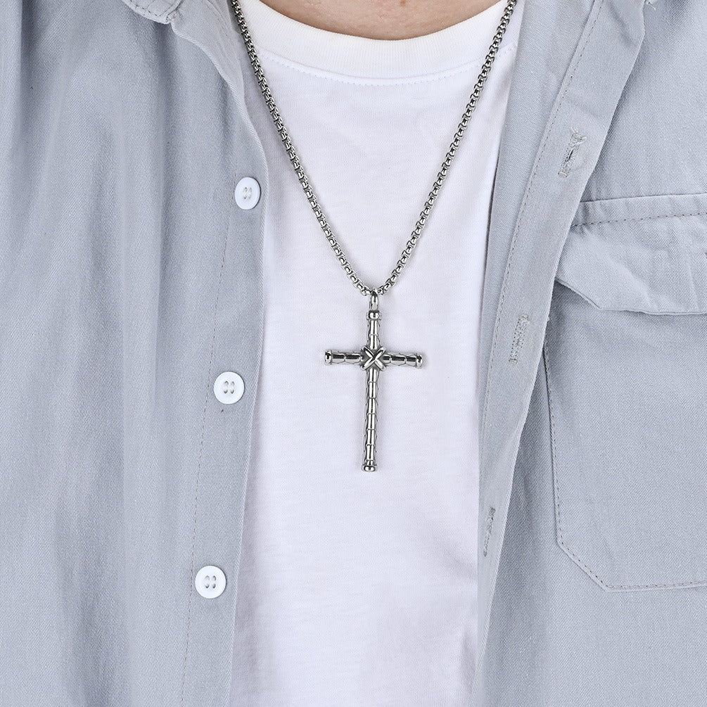 Kemstone Stainless Steel Knotted Cross Pendant Necklace for Men K-PT439