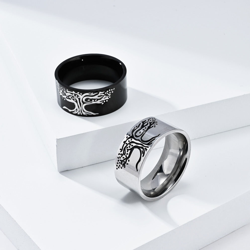 Kemstone Stainless Steel Tree of Life Ring for Men Minimalist K-R772