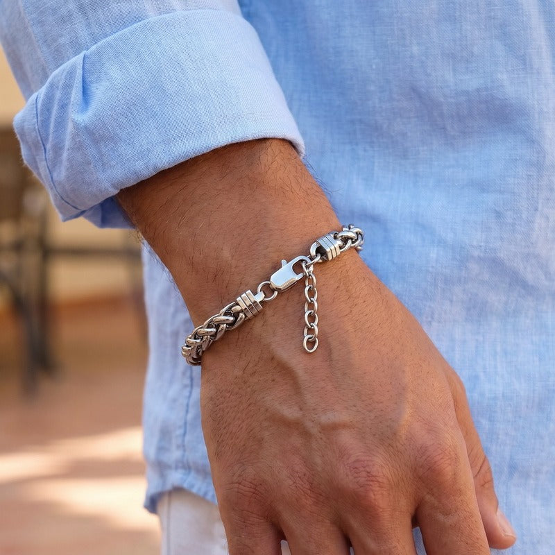 Kemstone Woven Chain Bracelet for Men Titanium Steel Adjustable 8MM KB214671-KFC