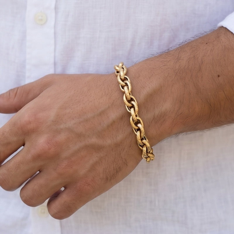Kemstone Textured Braided Chain Bracelet for Men Titanium Steel Twisted Link KB214674-KFC