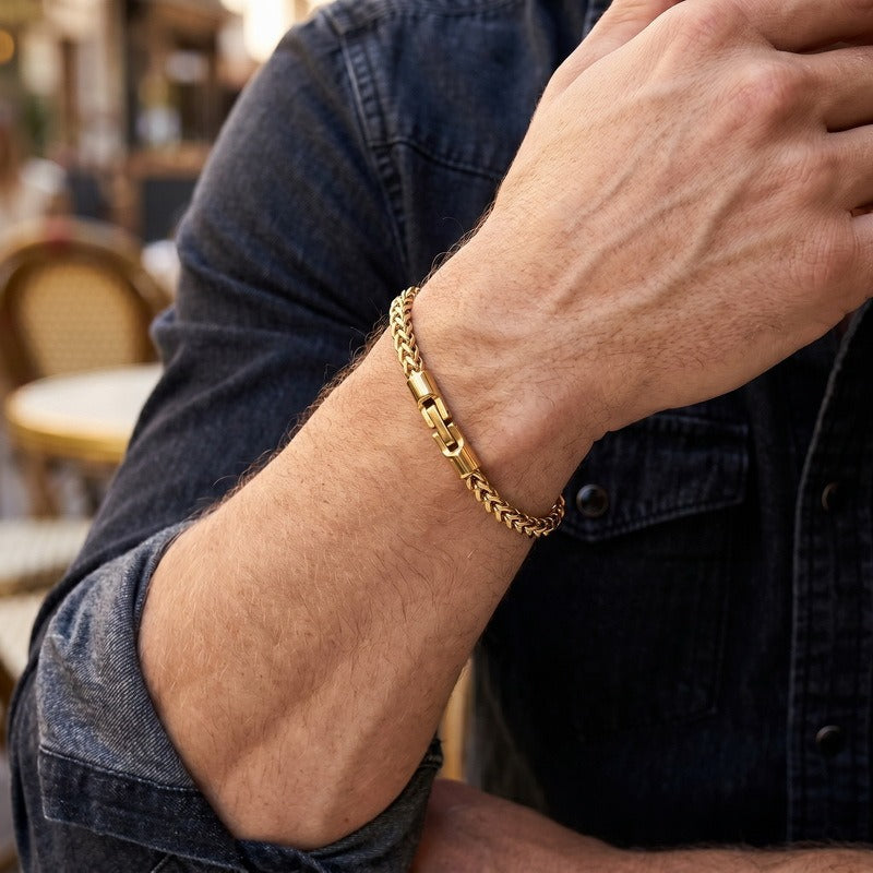 Kemstone Titanium Steel Braided Chain Bracelet for Men Textured Woven Link KB214403-KFC