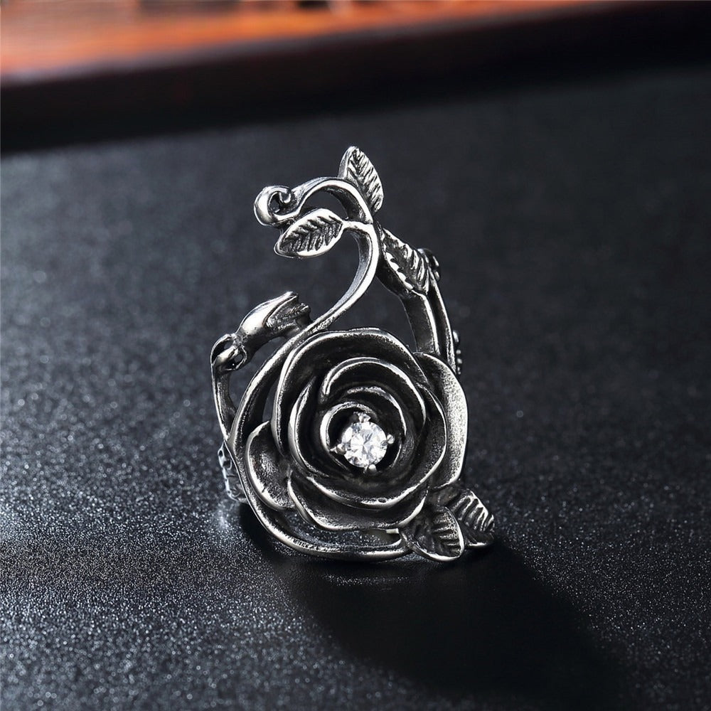Kemstone Gothic Rose Ring for Men Titanium Steel Vine Design R0730