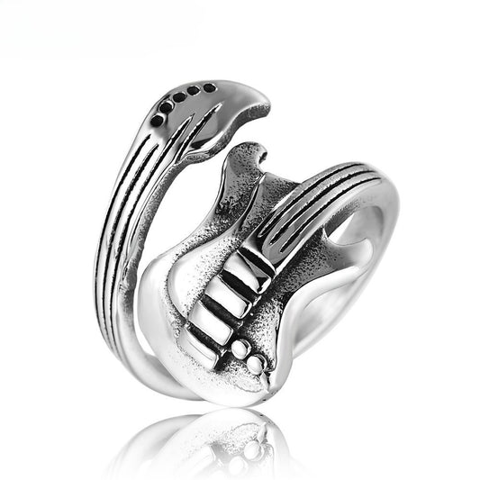 Kemstone Electric Guitar Ring for Men Titanium Steel Wrap R0113