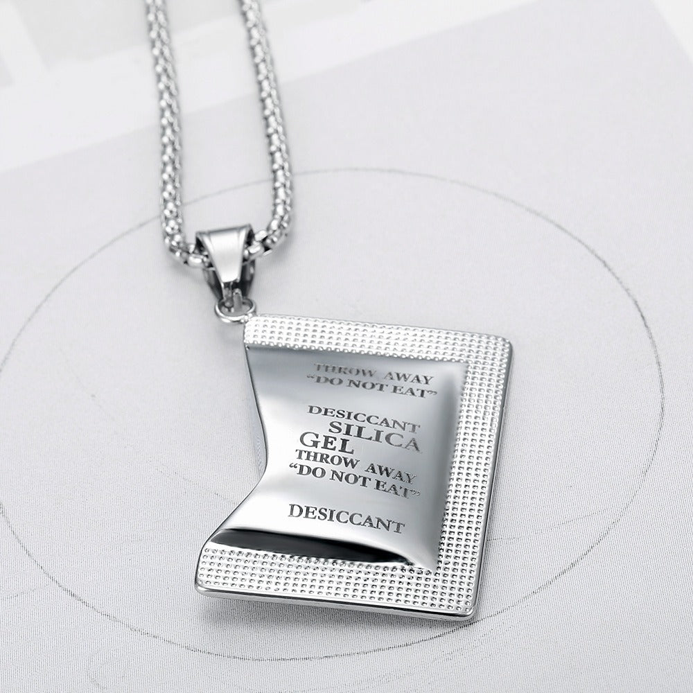 Kemstone Desiccant Packet Necklace for Men Titanium Steel Punk Style TN0404