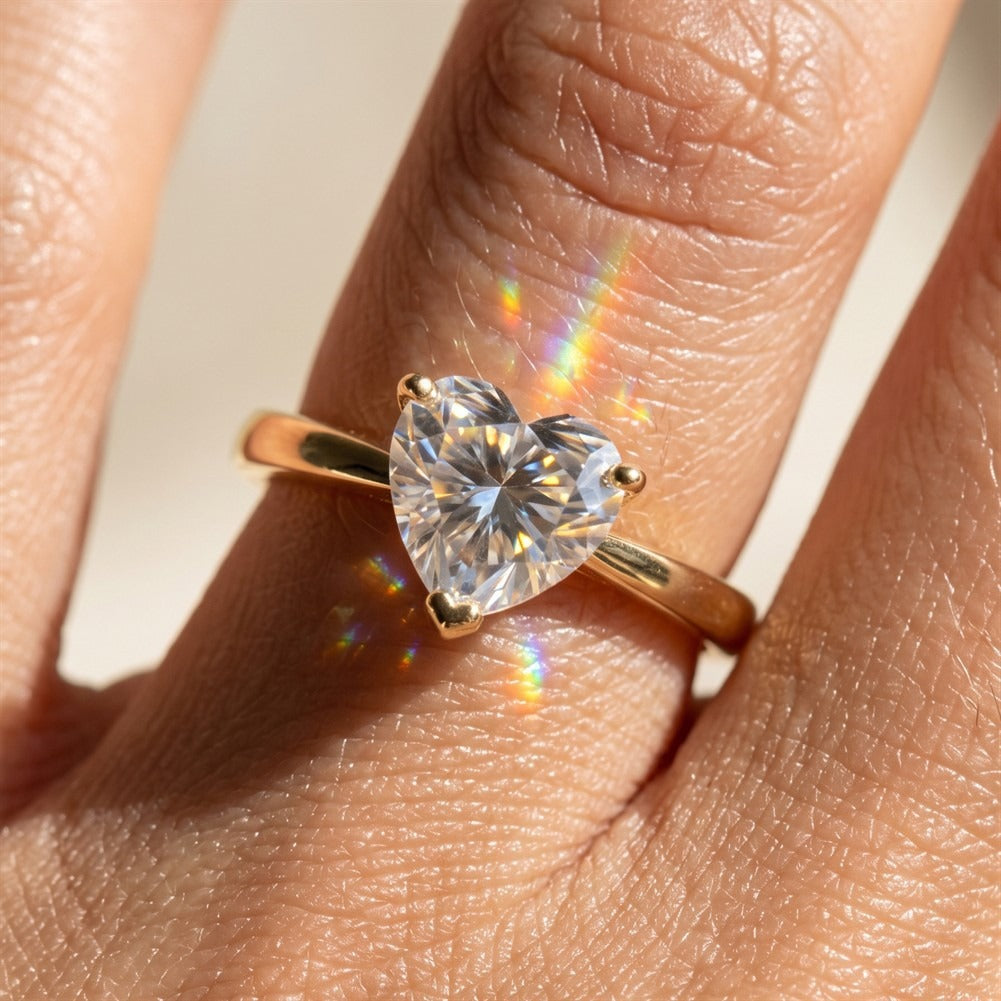 Kemstone 2CT Heart Moissanite Ring for Women 925 Sterling Silver SMOR49