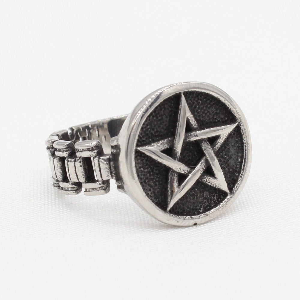 Kemstone Star Signet Ring for Men Titanium Steel Vintage R1620