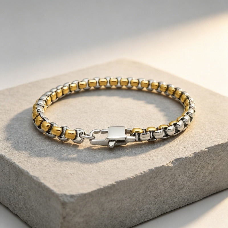 Kemstone Two Tone Link Bracelet for Men Titanium Steel Gold Accent KB215899-KFC