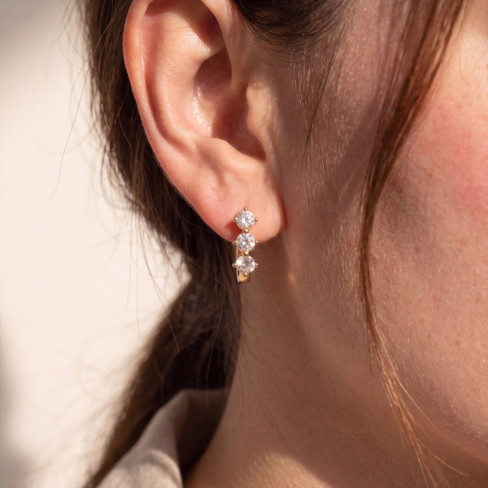 Kemstone Cubic Zirconia Stud Earrings for Women 925 Sterling Silver Dainty Minimalist LZE63