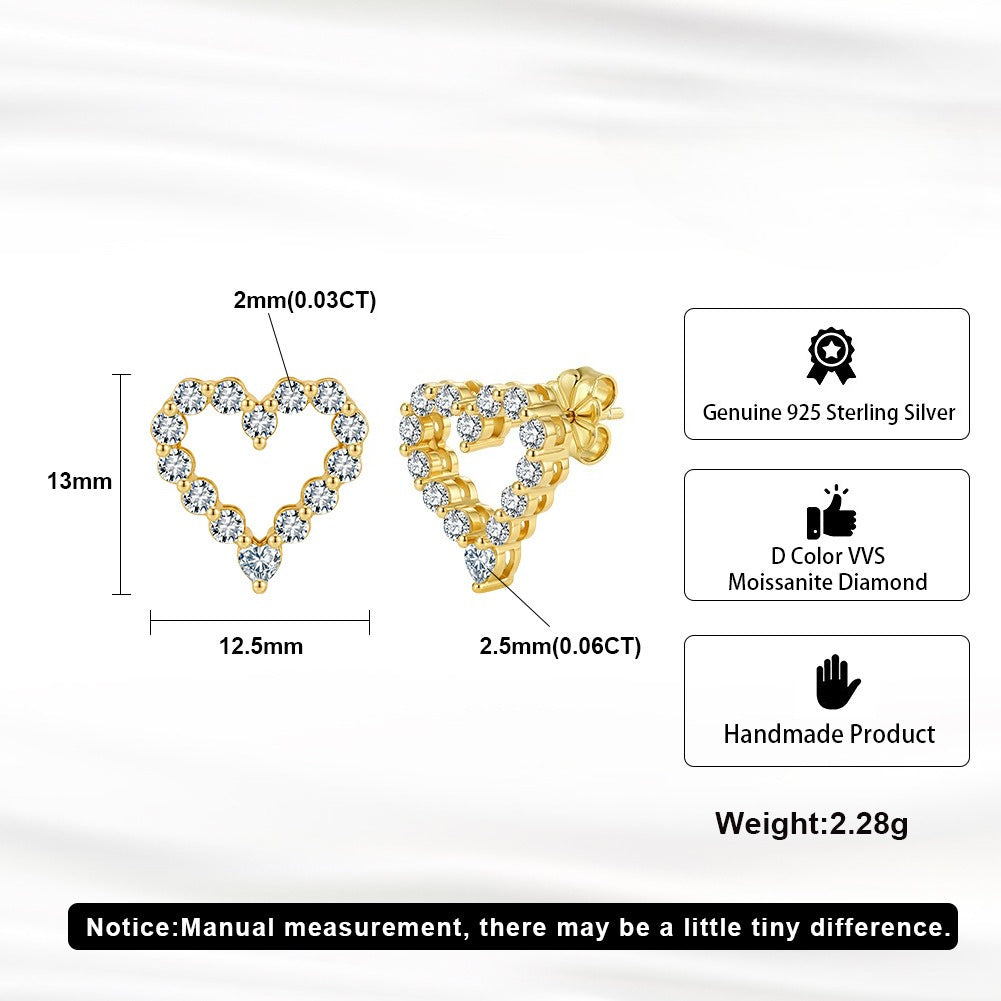 Kemstone Heart Shaped Moissanite Stud Earrings for Women 925 Sterling Silver SMOE34