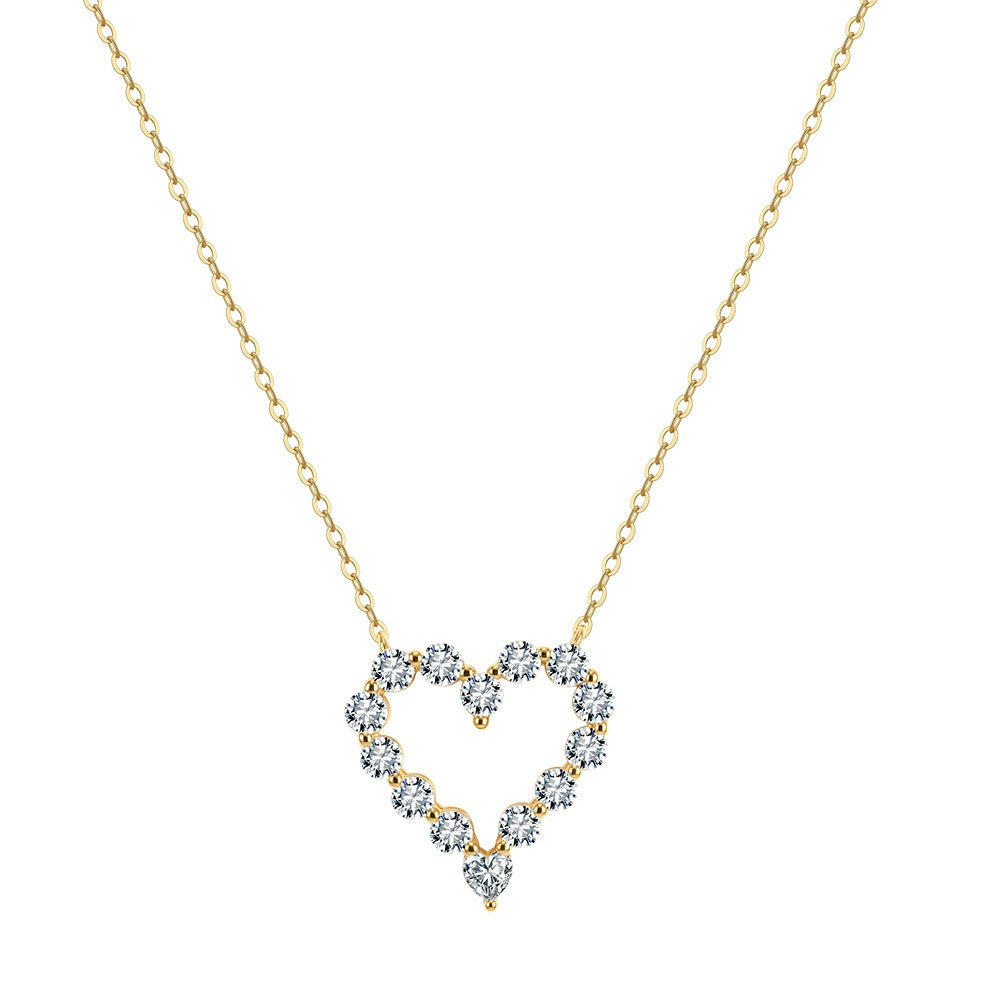Kemstone Heart Shaped Moissanite Necklace for Women 925 Sterling Silver Pendant SMON23