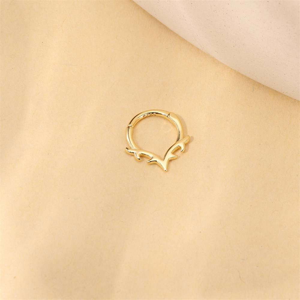 Kemstone S925 Sterling Silver Deer Antler Cartilage Hoop for Women Cubic Zirconia 60266661344C