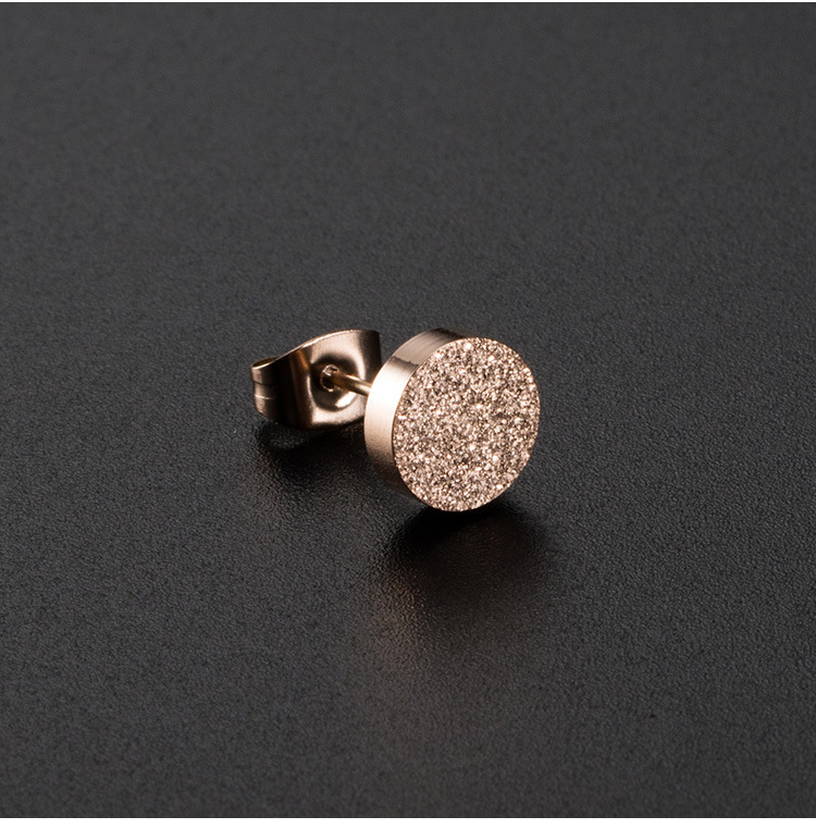 Kemstone Sand Textured Stud Earrings for Men & Women Stainless Steel Round Finish K-E012