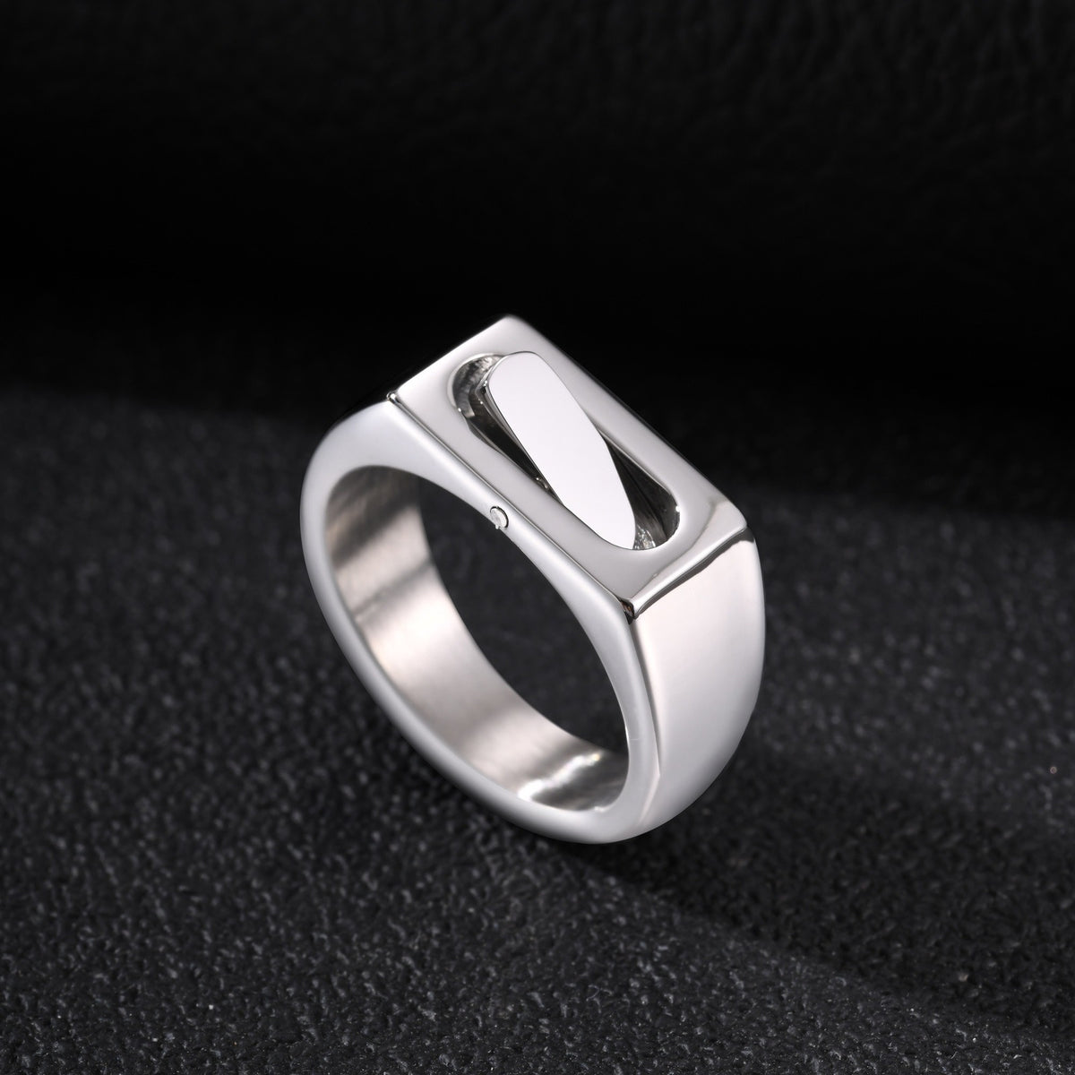 Kemstone Spinner Ring for Men Stainless Steel Rotating Center RC-1109