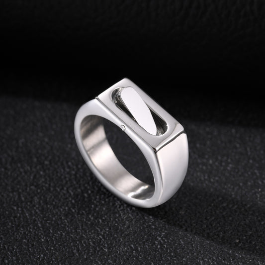 Kemstone Spinner Ring for Men Stainless Steel Rotating Center RC-1109