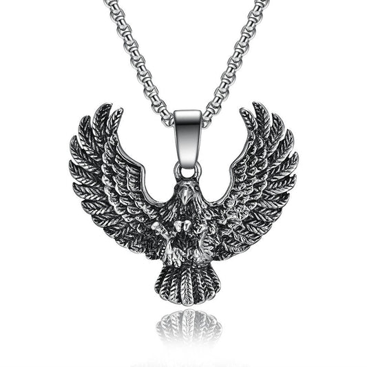 Kemstone Spread Wing Eagle Pendant Necklace for Men Stainless Steel Vintage K-PT350