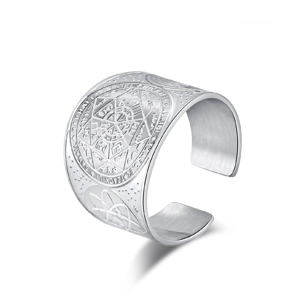 Kemstone Stainless Steel Vintage Adjustable Ring – Men’s Statement Band K-R7800