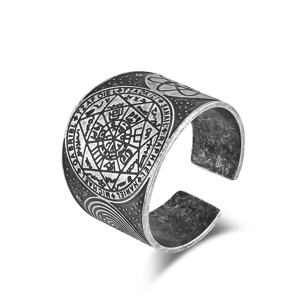 Kemstone Stainless Steel Vintage Adjustable Ring – Men’s Statement Band K-R7800