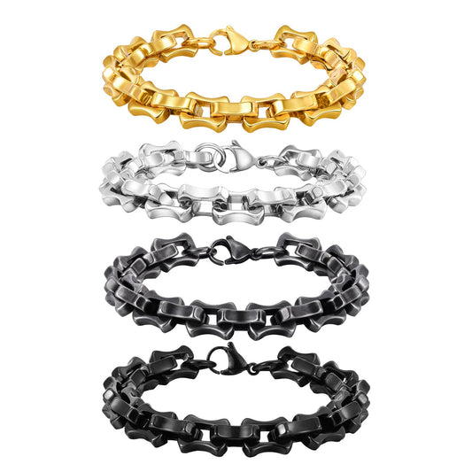 Kemstone Stainless Steel Biker Chain Bracelet – Handmade Punk Men’s Jewelry BR-1986