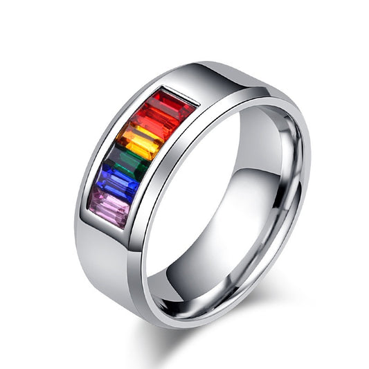 Kemstone Stainless Steel Colorful Inlay Ring for Men & Women K-R073