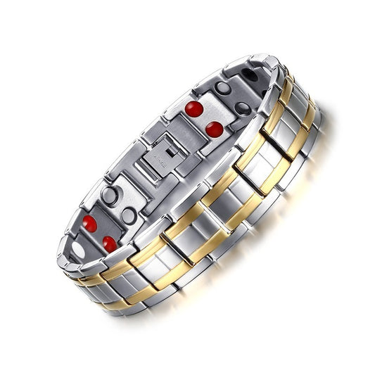 Kemstone Stainless Steel Dual-Row Magnetic Link Bracelet for Men TBRM-029