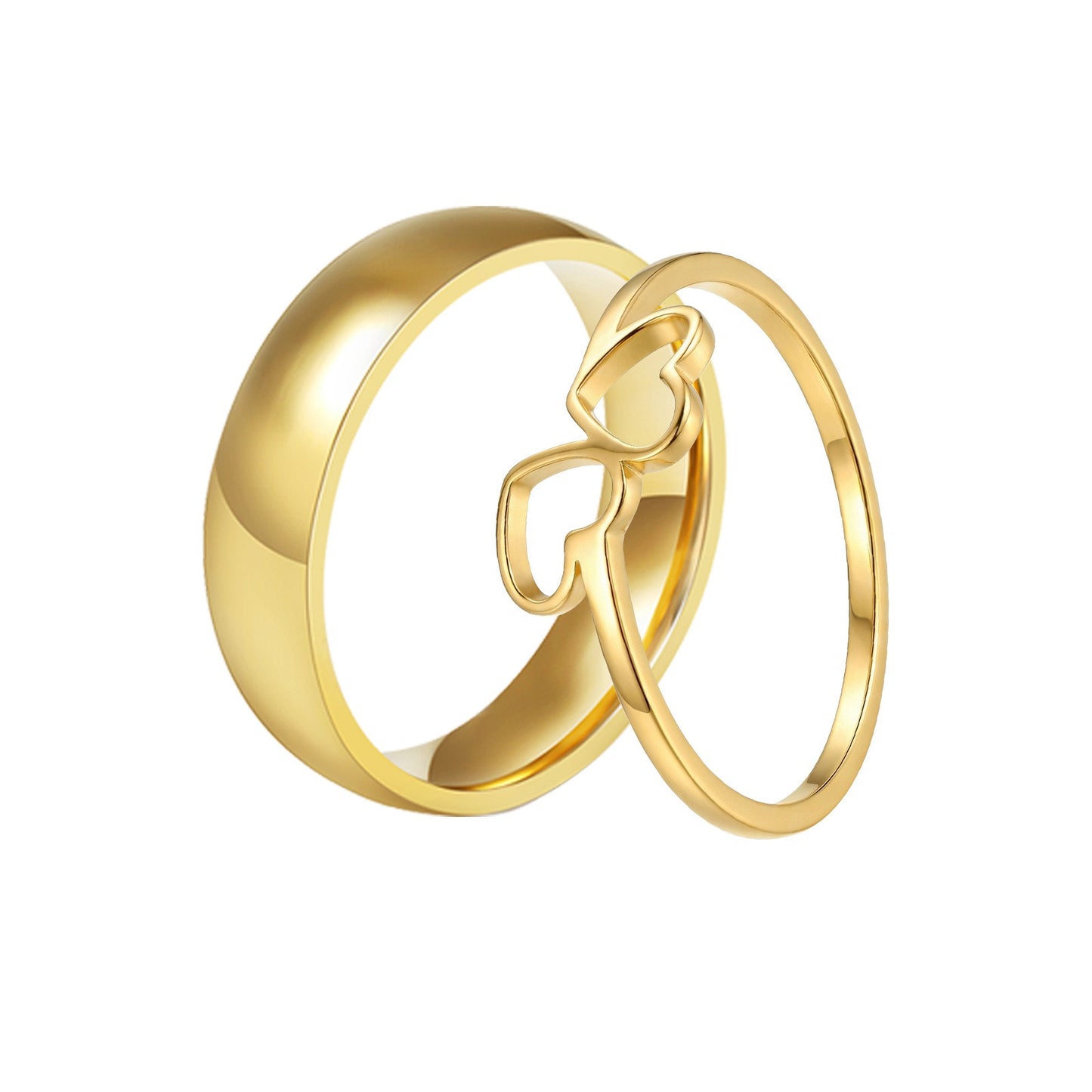 Kemstone Stainless Steel Heart-Shaped Couples Ring RC-1100