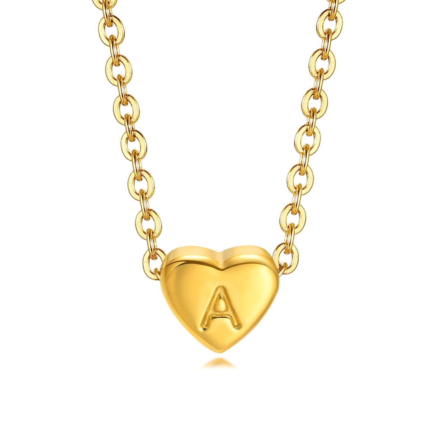 Collar de acero inoxidable Kemstone con letras de corazón - Colgante de amor con 26 letras del alfabeto PN-1670