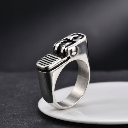 Kemston Stainless Steel Lighter Ring for Men Mechanical Street Punk Jewelry RC-1149