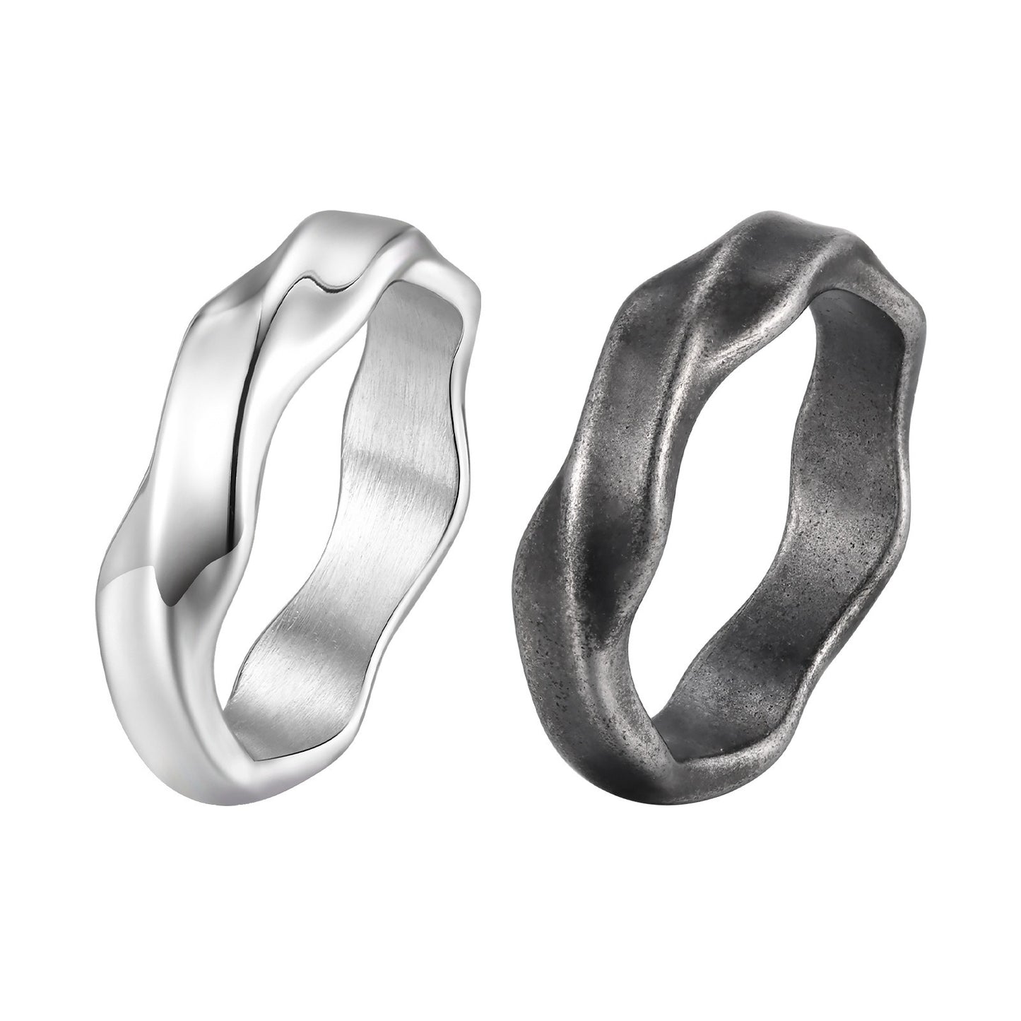 Kemstone Stainless Steel Möbius Ring – Men’s Vintage Silver Gold Band RC-727