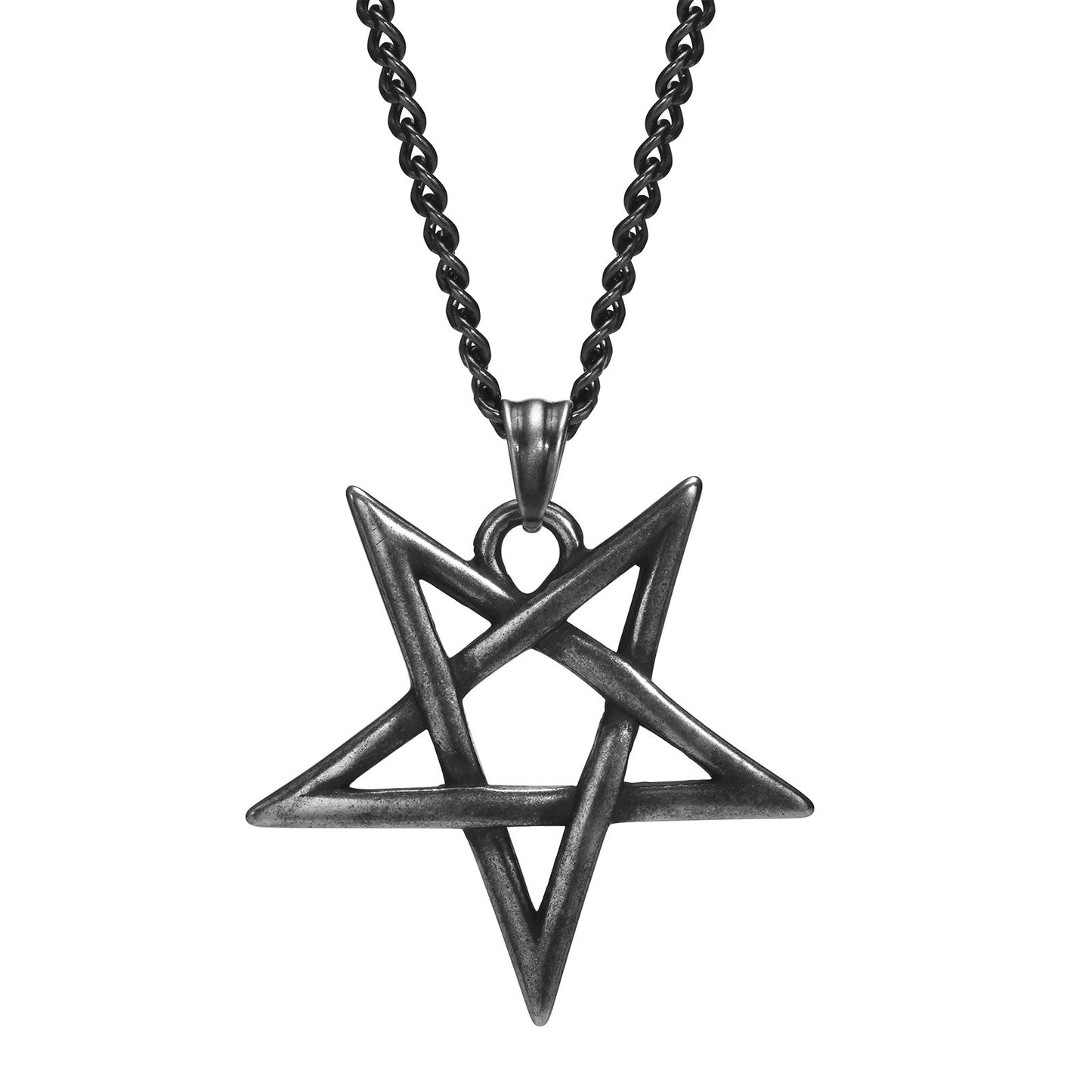 Kemstone Stainless Steel Pentagram Necklace – Gothic Five-Point Star Pendant PN-1368