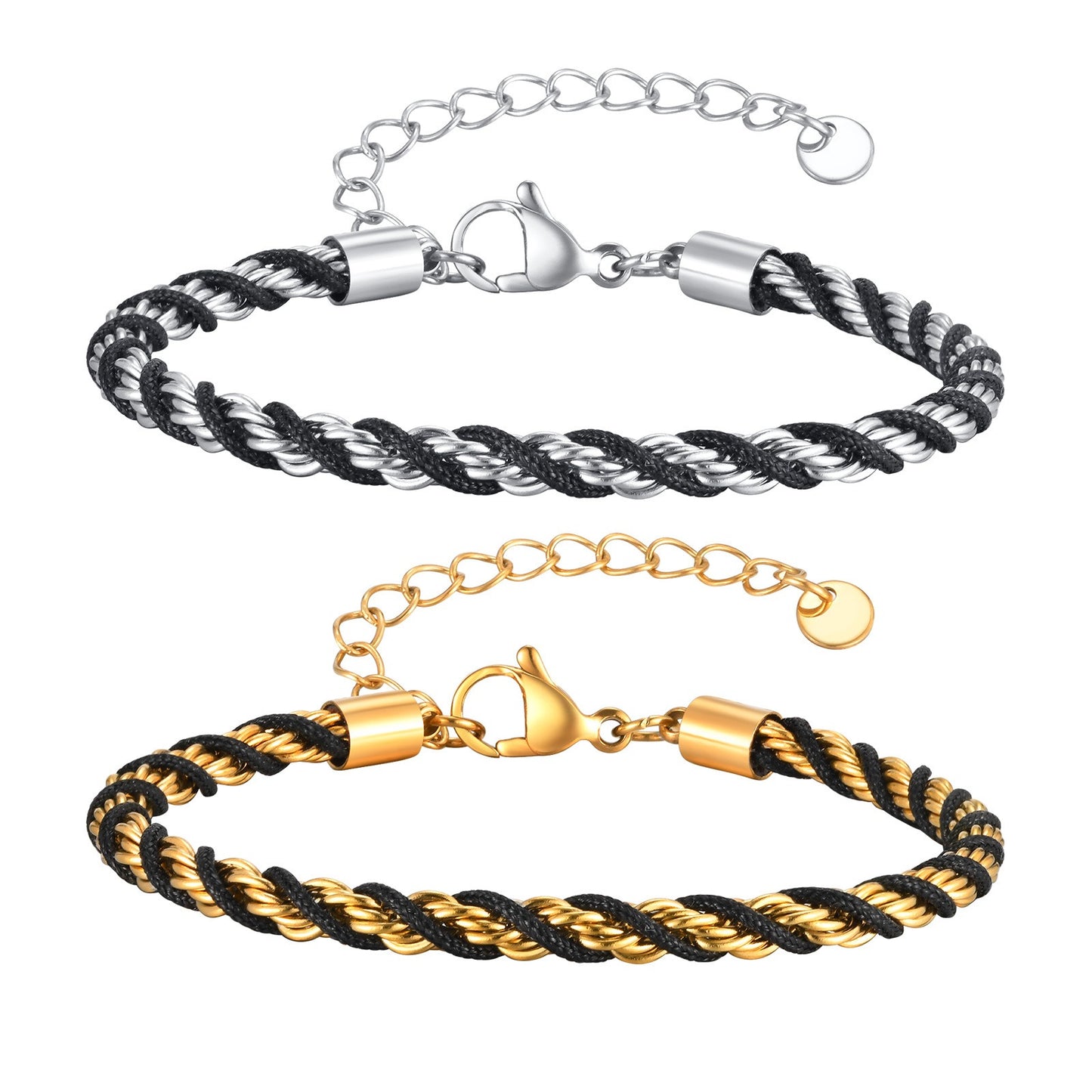 Kemstone Stainless Steel Rope Twist Bracelet Necklace – Men’s Jewelry BR-235