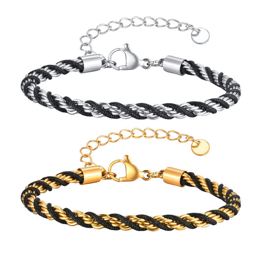 Kemstone Stainless Steel Rope Twist Bracelet Necklace – Men’s Jewelry BR-235