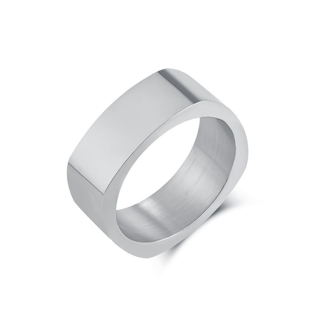 Kemstone Stainless Steel Square Ring for Men & Women – Bold Minimalist Jewelry K-R871