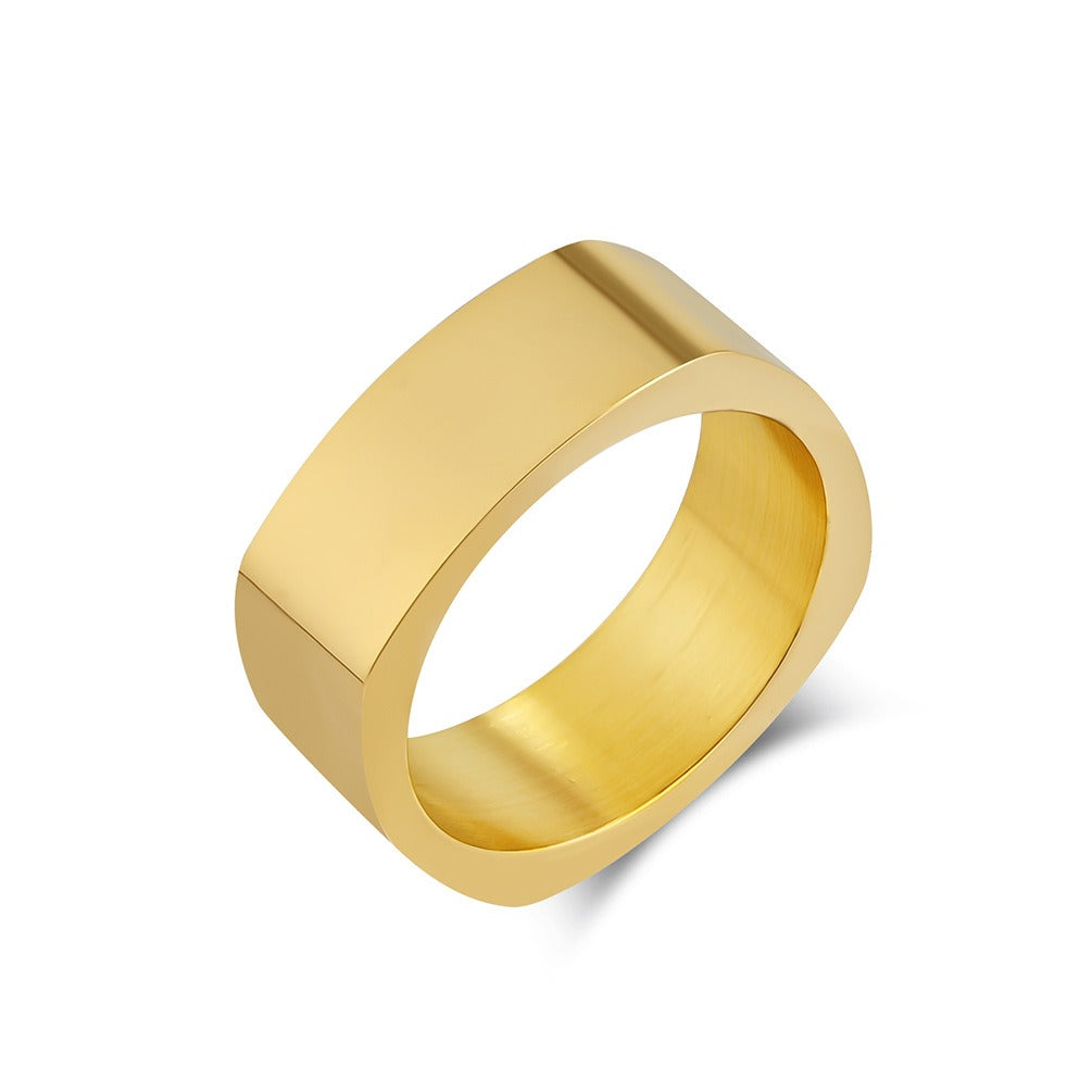 Kemstone Stainless Steel Square Ring for Men & Women – Bold Minimalist Jewelry K-R871