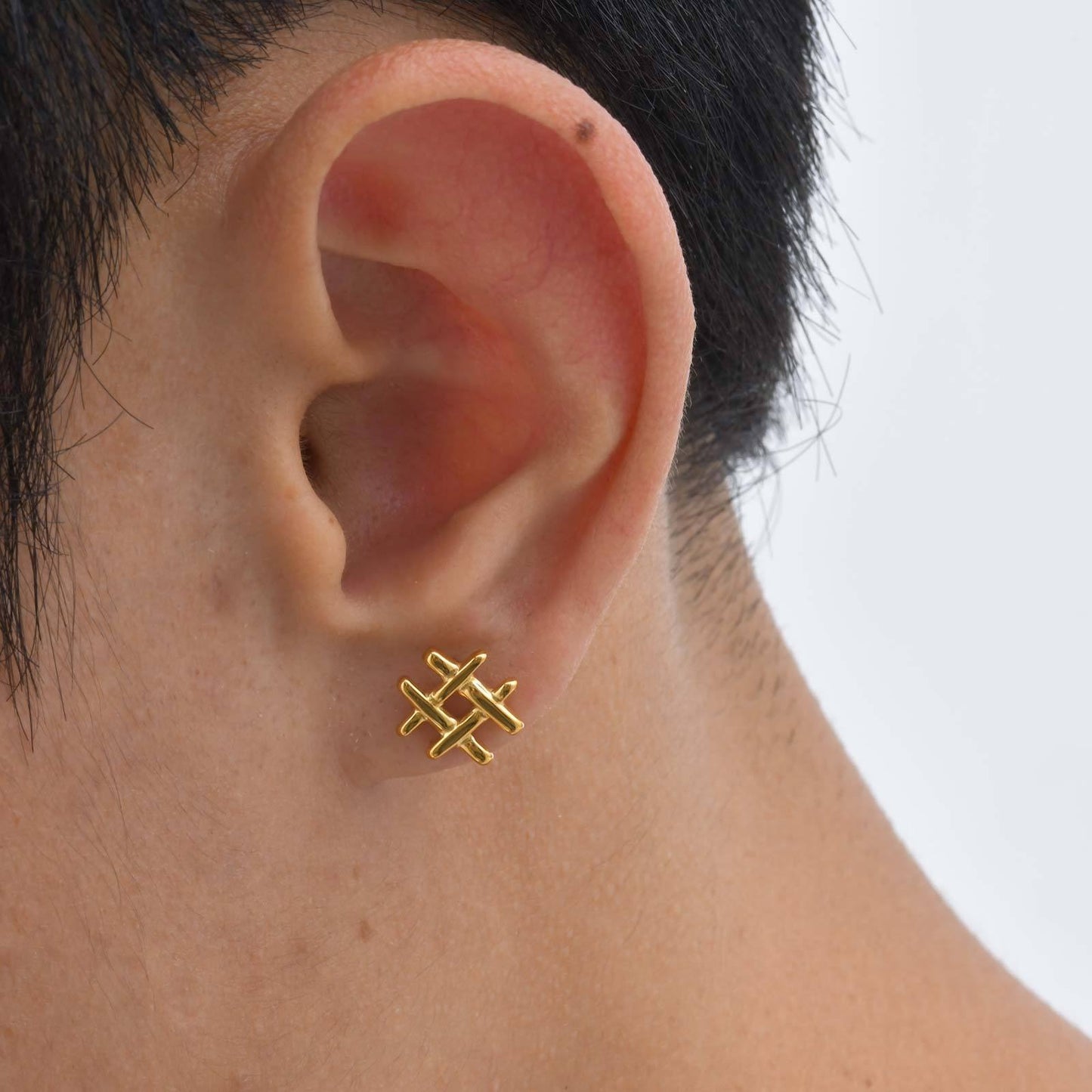 Kemstone Stainless Steel Mini Grid Stud Earrings – For Men & Women Gold, Silver, Black ES-665
