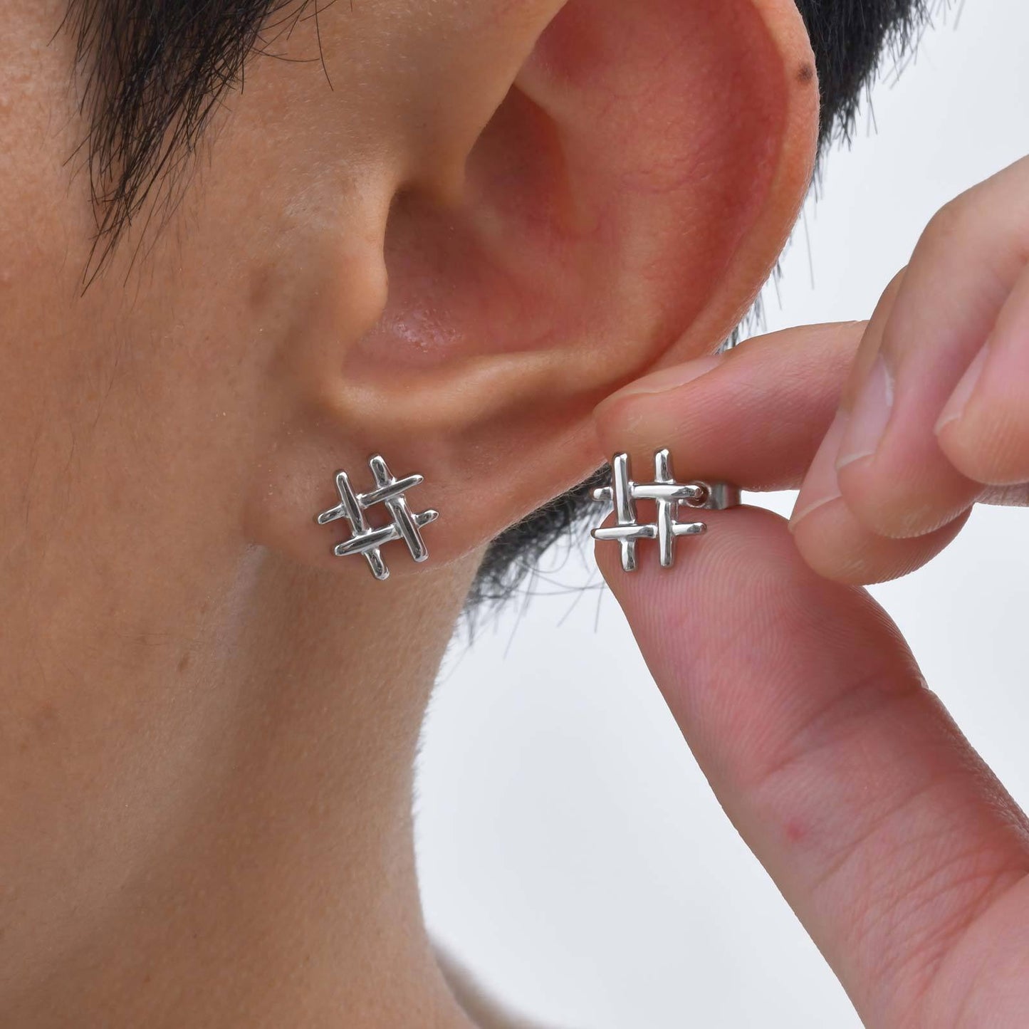 Kemstone Stainless Steel Mini Grid Stud Earrings – For Men & Women Gold, Silver, Black ES-665