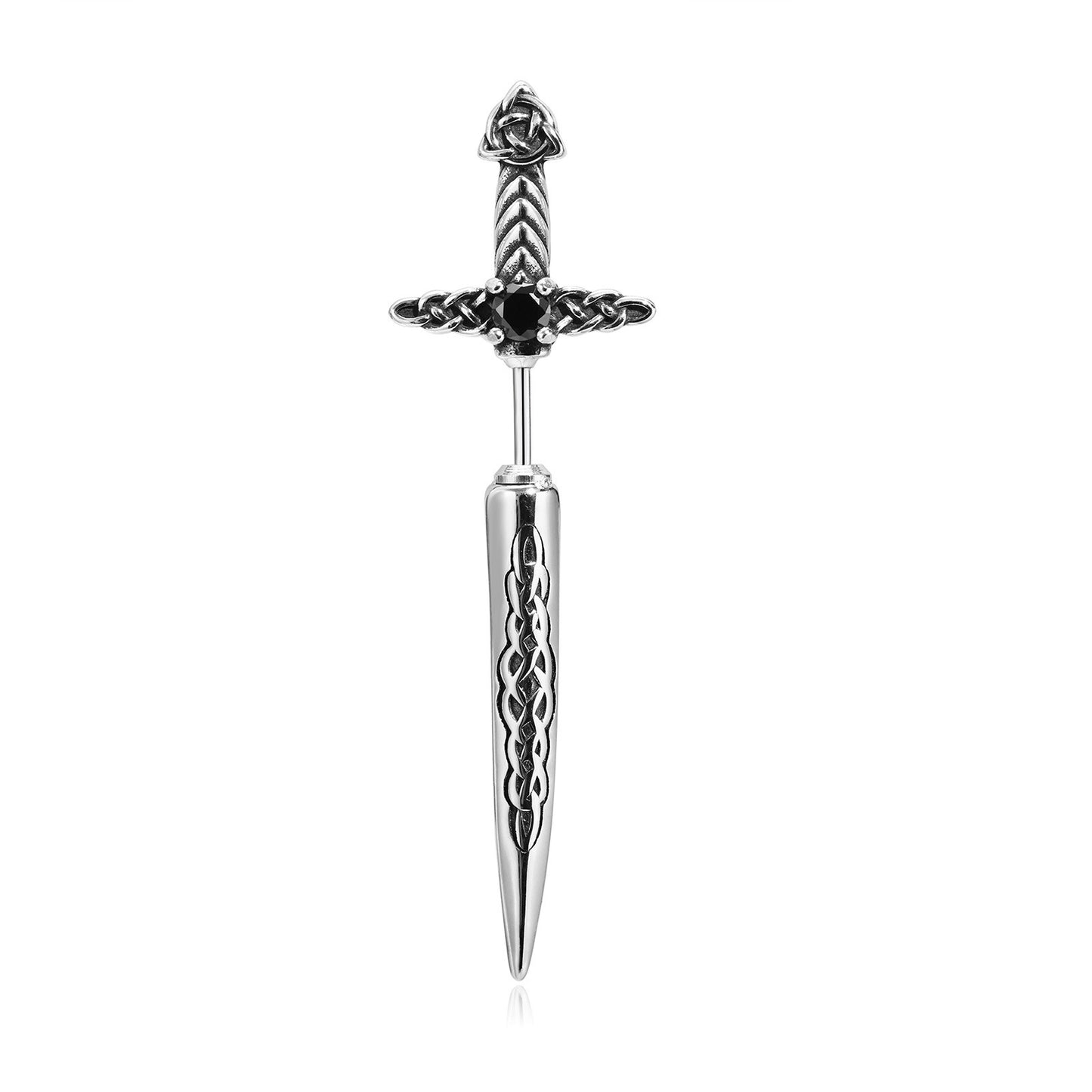 Kemstone Stainless Steel Celtic Sword Stud Earring – Gothic Dagger Jewelry for Men ES-406