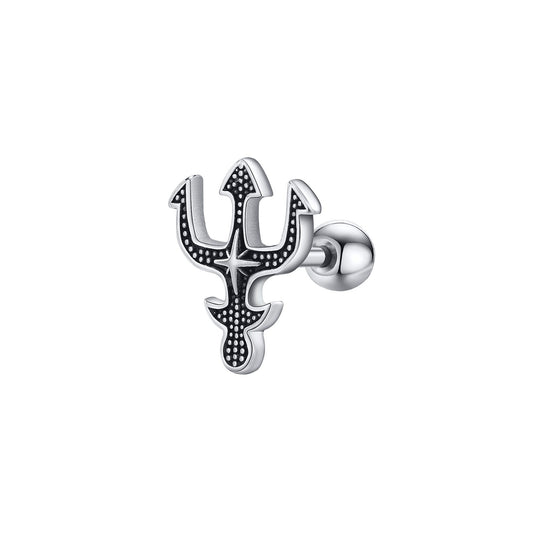 Kemstone Stainless Steel Trident Hexagram Stud Earrings – Minimalist Men’s Jewelry 430S-1