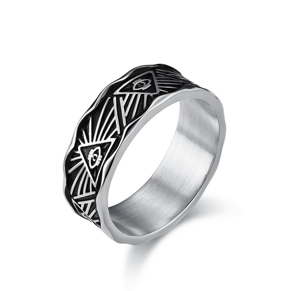Kemstone Stainless Steel Horus Eye Ring for Men K-R820