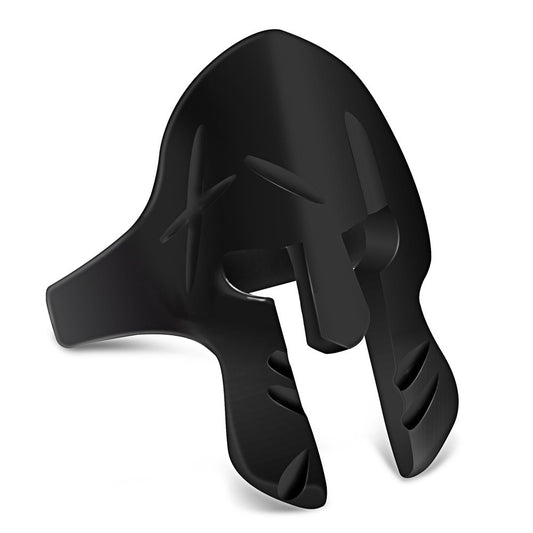 Kemstone Black Spartan Helmet Ring for Men Stainless Steel Vintage Style TR0058