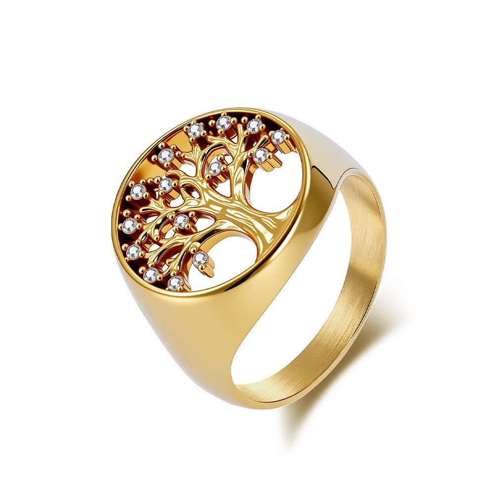Kemstone Tree of Life Ring – Stainless Steel Crystal Women’s Jewelry K-R1074