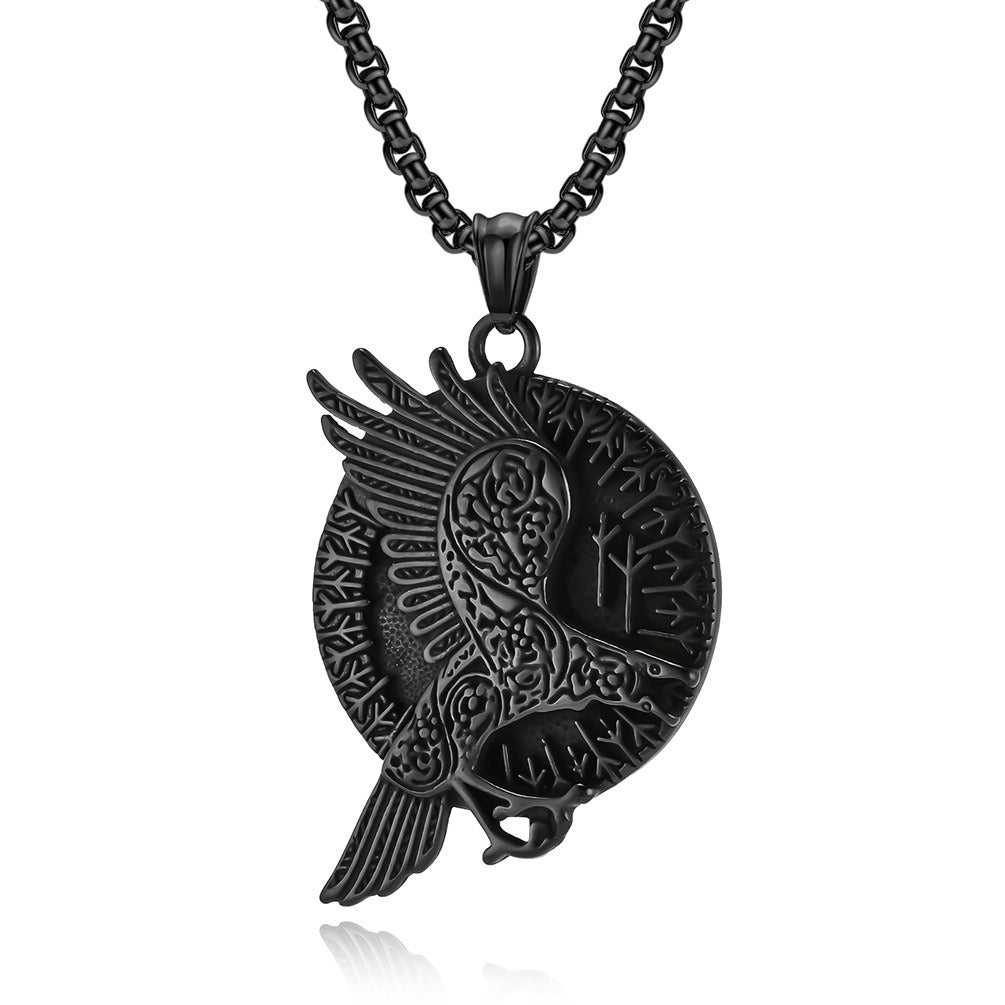 Kemstone Viking Raven Pendant Necklace for Men Stainless Steel K-PT528