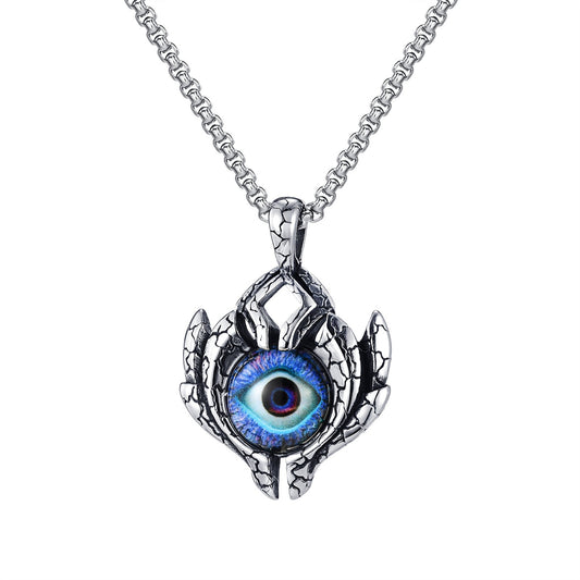 Kemstone Stainless Steel Blue Eye Pendant Necklace – Street Style Symbol for Men PN-2155